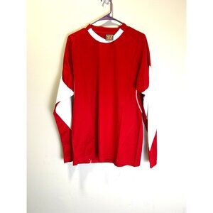 Warrior Red White Long Sleeve Polyester Athletic Shirt M Casual Active Comfort